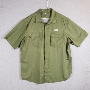 Field & Stream Mens XL Green Vented Short Sleeve Fishing Shirt Utility Pockets